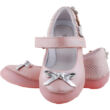 Kép 1/3 - Rózsaszín, ezüst masnis, virágos, dd step balerina cipő