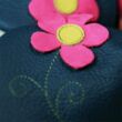 Kép 3/3 - Liliputi sötétkék, ciklámen virágos, bőr puhatalpú cipő