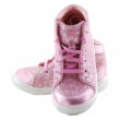 Kép 3/3 - Rózsaszín, csillogó virágos, fűzős, extra hajlékony talpú, Richter cipő
