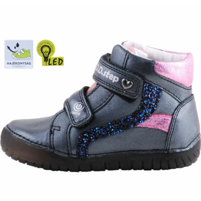 Grafitszürke-rózsaszín-kék, világítós dd step cipő