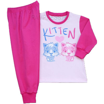 Pampress rózsaszín-kék cicás pizsama