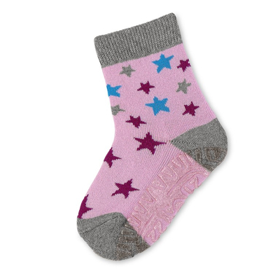 Sterntaler rózsaszín, szürke, csillagos Sterntaler, szilikon talpú zokni (27-28)