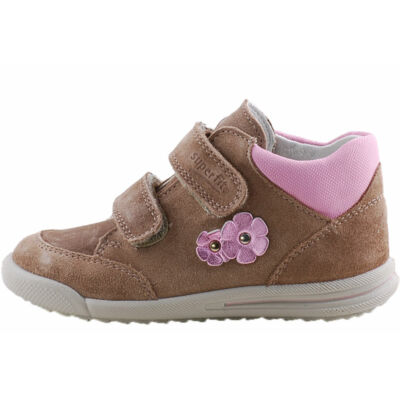 Bézs, 2 rózsaszín csillogó virágos, keskeny, Superfit cipő