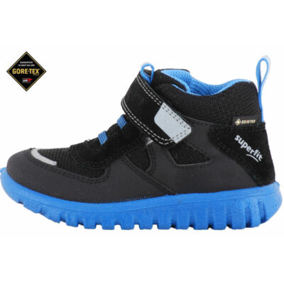 Fekete-kék, Gore-Tex, vízálló, magasszárú cipő