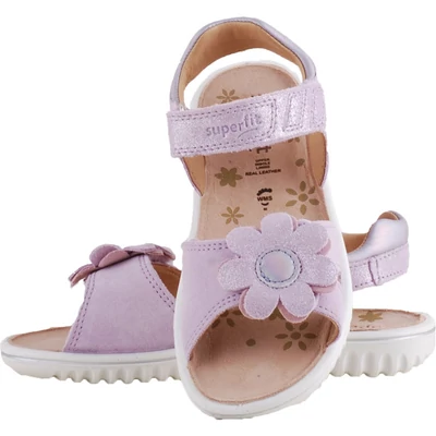 Lila, csillogó virágos Superfit szandál