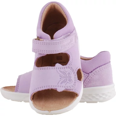 Lila, pillangós, tépőzáras, fehér talpú, Superfit lány szandál felülről.