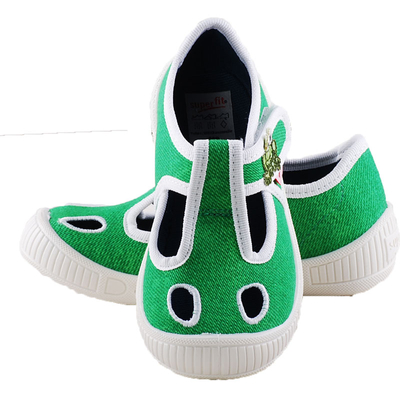 Zöld, békás, nyitott Superfit vászoncipő