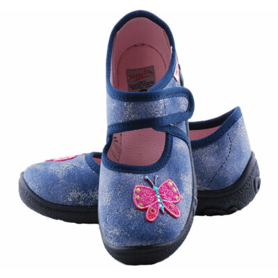 Csillogós kék, pillangós, Superfit vászoncipő