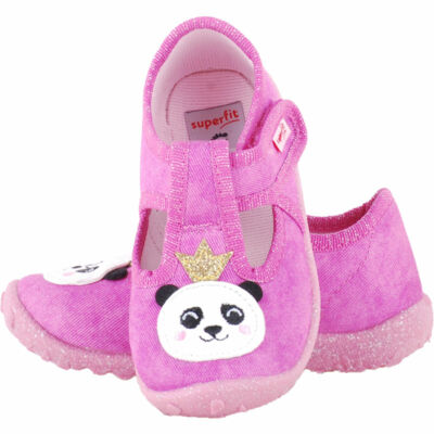 Pink, koronás, pandás, nyitott, Superfit vászoncipő