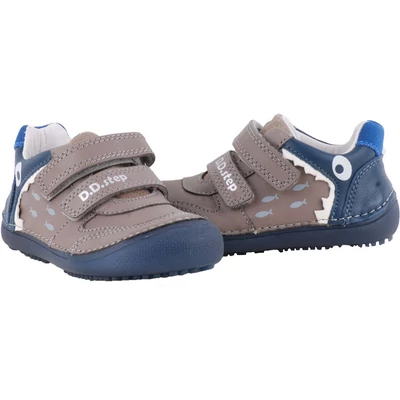 Barefoot, cápa mintás, nagy gumi orrú, extra hajlékony talpú, két tépőzáras, fiú, dd step, félcipő párban.