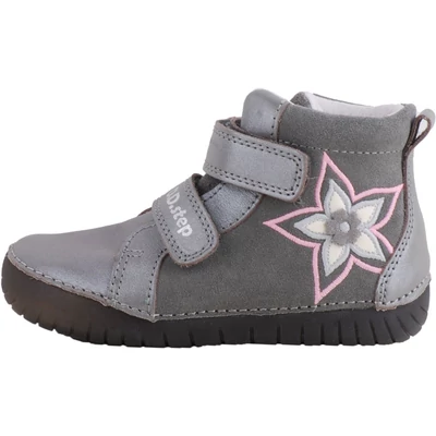 Szürke, virágos, magasszárú, dd step cipő