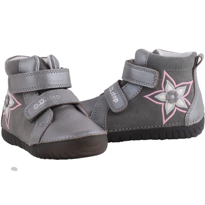 Szürke, virágos, magasszárú, dd step cipő