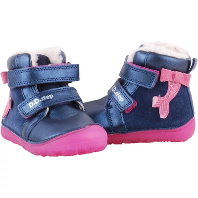 Barefoot kék-pink, dd Step, bundás cipő