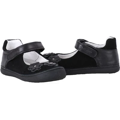 Fekete, virágos, dd step, pántos balerina cipő