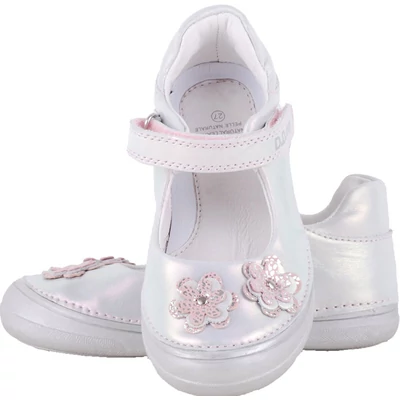 Ezüst, rózsaszín virágos, dd step, pántos balerina