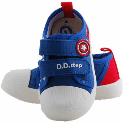 Kék, piros, csillagos, bőr betétes, D.D. Step vászoncipő