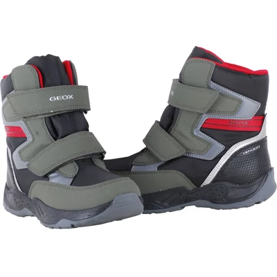 Keki-fekete-piros, meleg béléses, vízálló, Geox bakancs