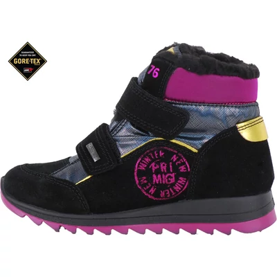 Fekete-lila, Primigi logo-s, vízálló, bundás, Gore-Tex bakancs