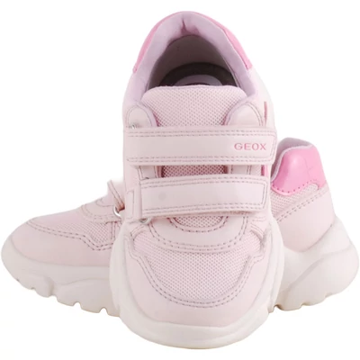 Rózsaszín, pink csillagos, lélegző, hajlékony talpú, Geox, lány, edzőcipő felülről.
