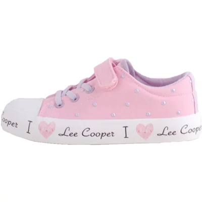 Rózsaszín pöttyös Lee Cooper vászoncipő oldalról