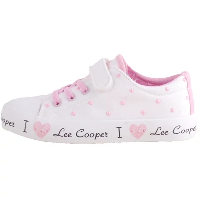 Fehér pöttyös Lee Cooper vászoncipő oldalról