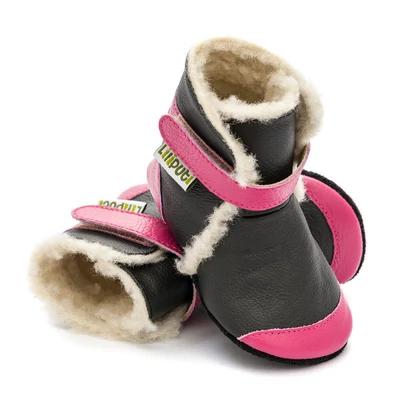 Liliputi fekete-pink puhatalpú csizma