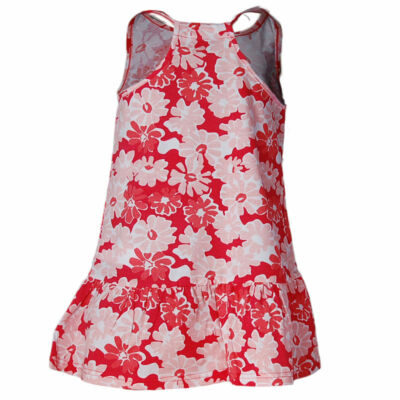 Losan piros-koral-narancs virágmintás nyári ruha (104)