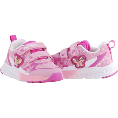 Primigi, pink-rózsaszín, flitteres pillangós, 2 tépőzáras, bőr betétes, sportcipő párban.