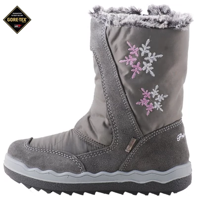 Szürke-ezüst-pink hópelyhes, vízálló, Gore-Tex, bundás, Primigi csizma