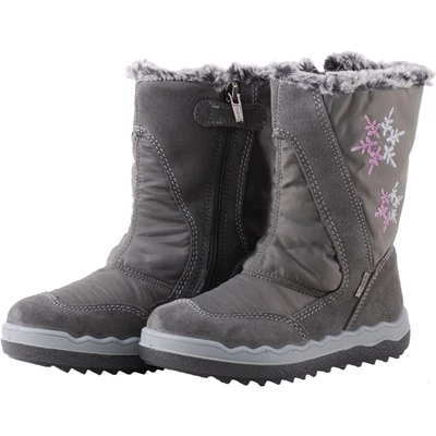 Szürke-ezüst-pink hópelyhes, vízálló, Gore-Tex, bundás, Primigi csizma