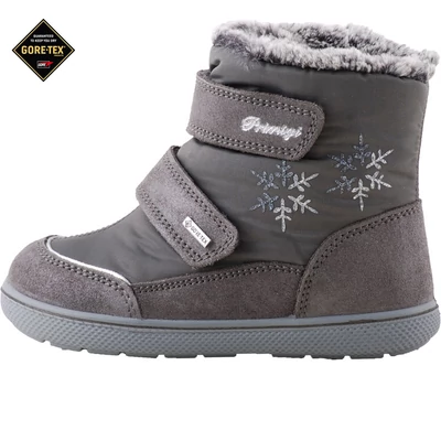 Szürke-ezüst hópelyes, vízálló, bundás, Gore-Tex Primigi bakancs