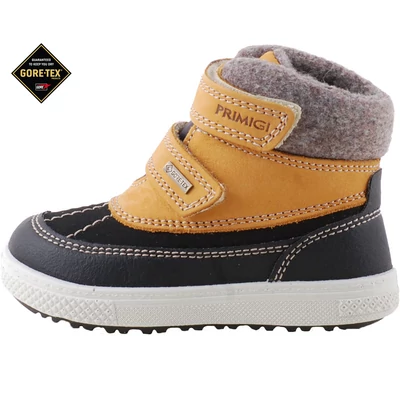 Mustár-fekete, vízálló, Gore-Tex, bundás, Primigi bakancs
