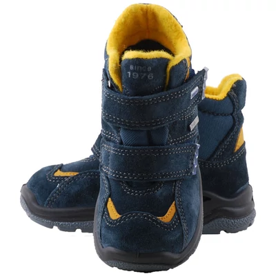 Sötétkék-mustár, vízálló, bundás, Gore-Tex Primigi bakancs