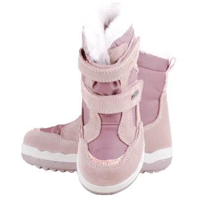 Rózsaszín, csillogó, hópelyhes, vízálló, bundás, Gore-Tex, Superfit bakancs