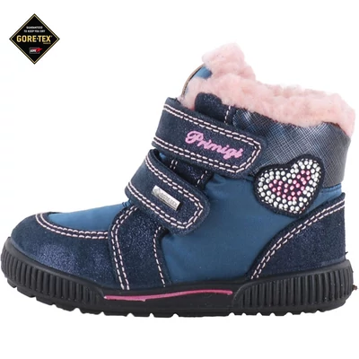 Kék, szívecskés, vízálló, bundás, Gore-Tex Primigi bakancs
