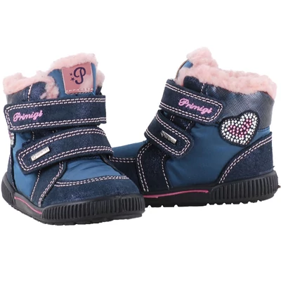 Kék, szívecskés, vízálló, bundás, Gore-Tex Primigi bakancs