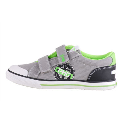 Primigi szürke-zöld vászon, bőrbetétes cipő