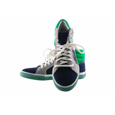 Richter sötétkék-szürke-zöld, fűzős, cipzáras bőr tornacipő