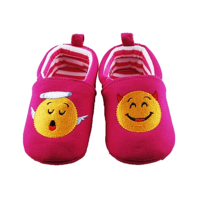 Ciklámen, sárga Smile figurás Sterntaler babacipő (21-22)