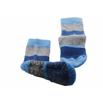 Szürke-kék csíkos Sterntaler szilikon talpú zokni (23-24)