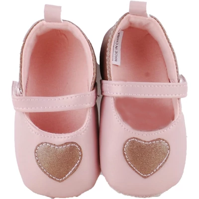 Rózsaszín, tépőzáras, arany szívecskés, kislány puhatalpú cipő
