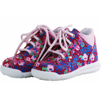 Pink virágos, fűzős, keskeny, Superfit cipő