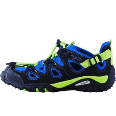 Fekete-kék-neon gumifűzős Superfit nyitott edzőcipő