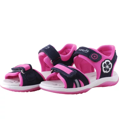 Sötétkék, pink virágos Superfit szandál