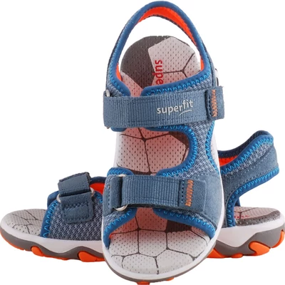 Kék, focilabdás, sportos, tépőzáras, Superfit fiú szandál felülről.