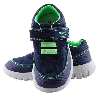 Sötétkék, zöld, gumifűzős, tépőzáras, gumi orrú, Superfit edzőcipő