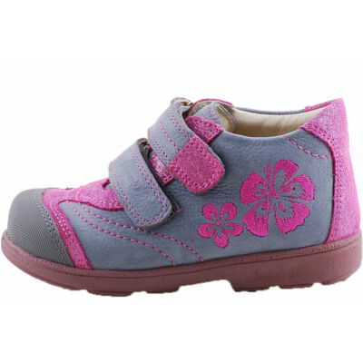 Kék, csillogó pink virágos, Szamos supinált cipő