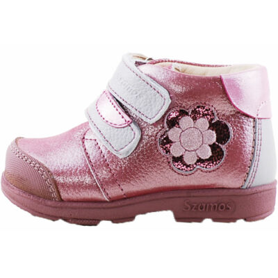Csillogós rózsaszín-szürke, virágos, Szamos supinált cipő