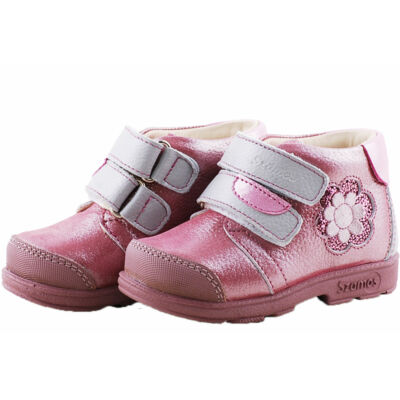 Csillogós rózsaszín-szürke, virágos, Szamos supinált cipő