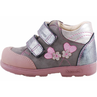 Szürke-ezüst, rózsaszín szívecskés, Szamos supinált cipő